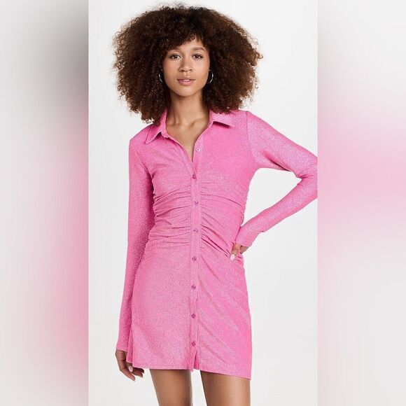 Good American Mini Gray Dress  Sparkle Long Sleeve Shirt  Size 2 - Picture 3 of 13